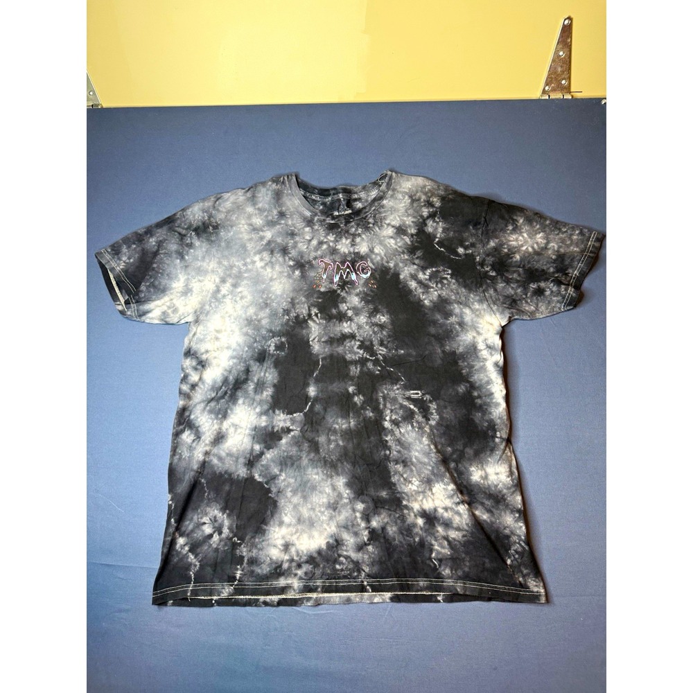 TMG Men's XL Black/White Tie-Dye Skull Logo Graphic Crew Neck T-Shirt